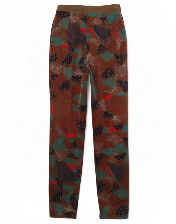Calça casual feminina vintage com padrão abstrato IT 44 médio W26 L34 marrom