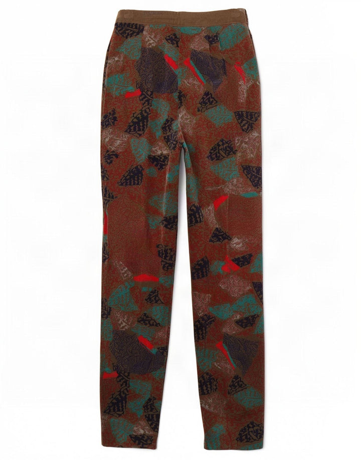Calça casual feminina vintage com padrão abstrato IT 44 médio W26 L34 marrom