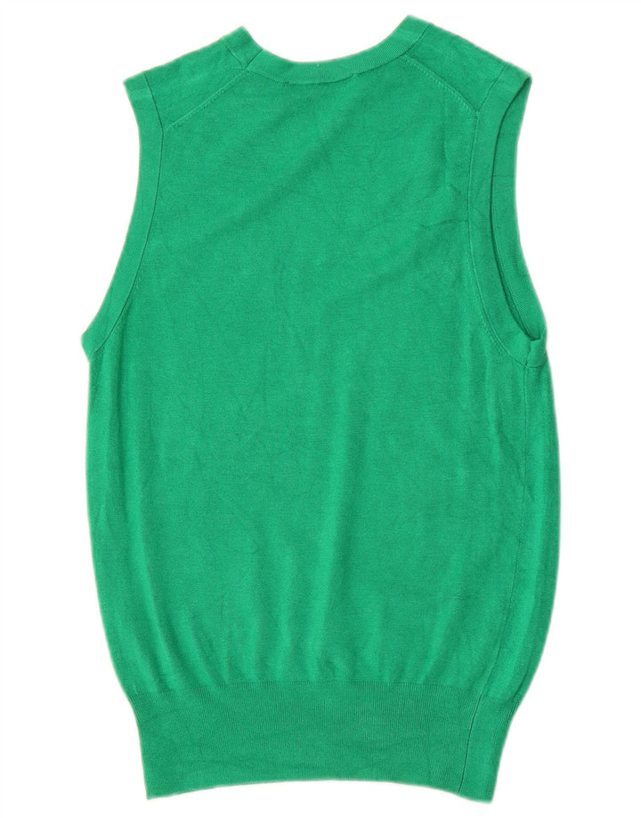 Zara Womens Vest Tank Top UK 12 Médio Viscose Verde
