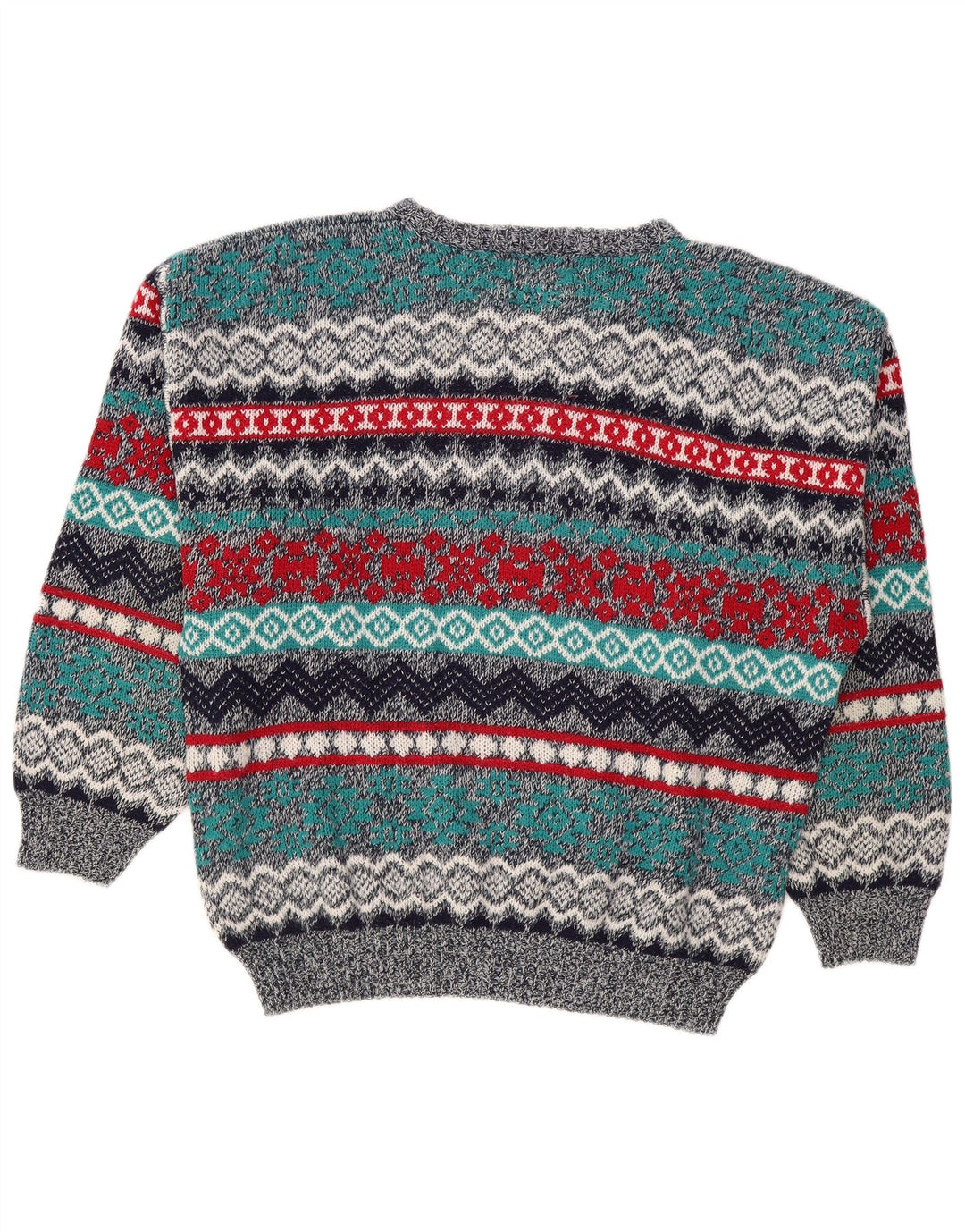 Suéter masculino BROADWAY com gola canoa grande multicolorido Fair Isle