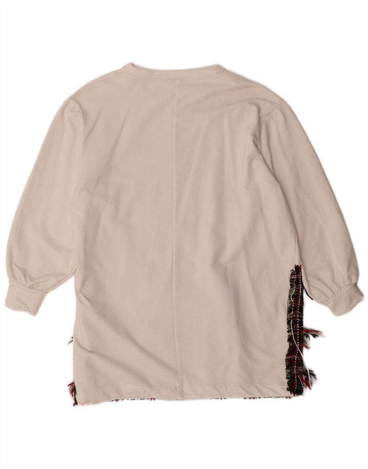 ZARA moletom feminino oversized jumper UK 14 médio branco colorblock