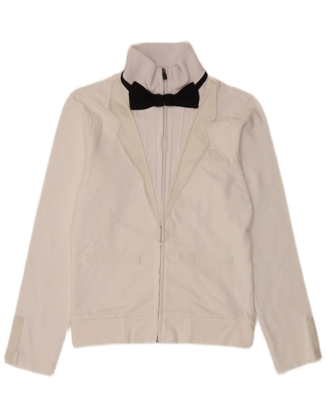 Kappa Womens Tracksuit Top Jacket UK 12 Médio Algodão Branco