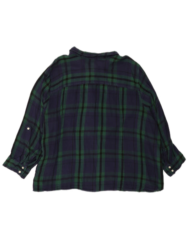 Camisa de flanela feminina TOMMY HILFIGER Reino Unido 22 3XL verde xadrez rayon