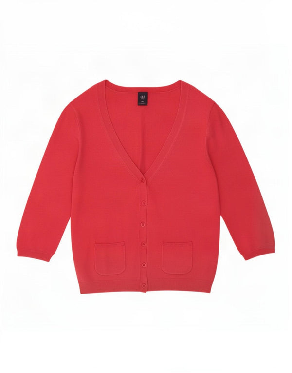 Suéter cardigã feminino de manga 3/4 Gap Reino Unido 10 pequeno rayon rosa