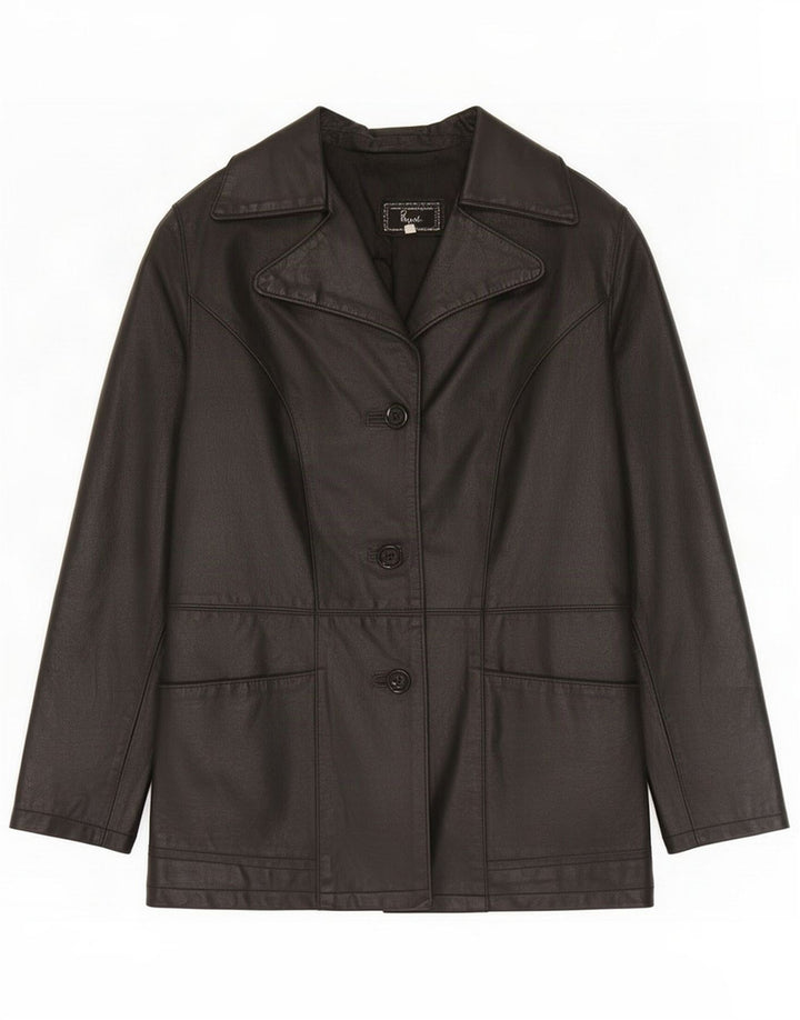 Jaqueta de couro grande feminina Bayside UK 10 pequena preta
