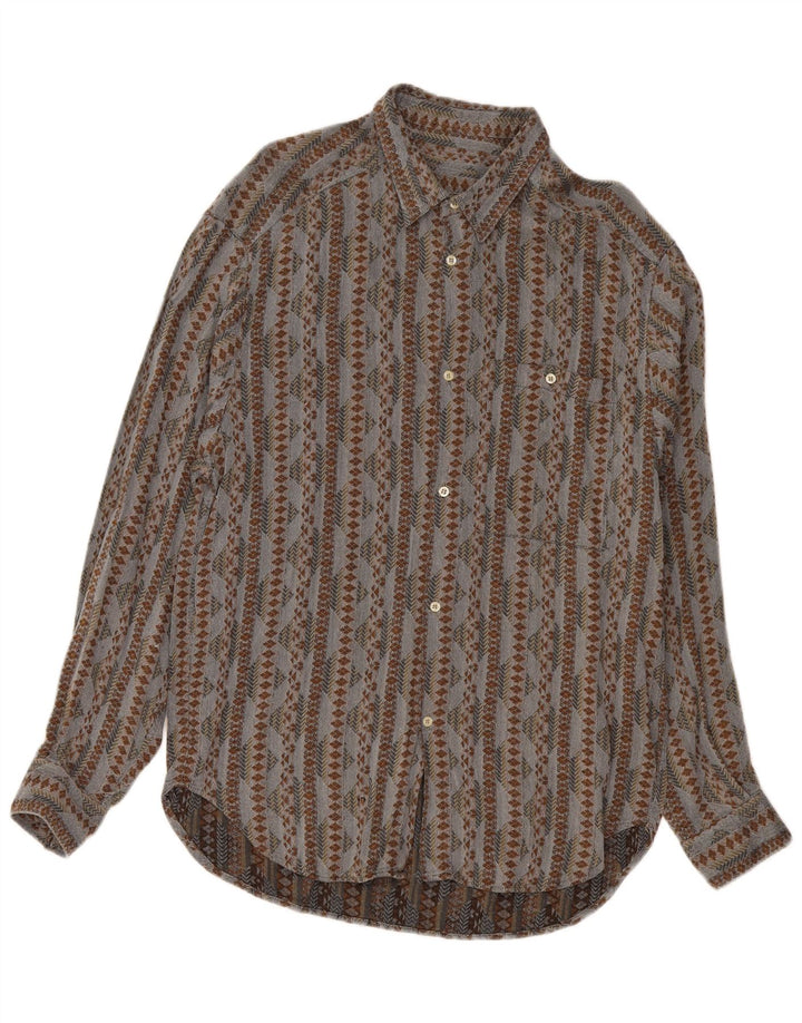 Camisa masculina VINTAGE cinza médio geométrica