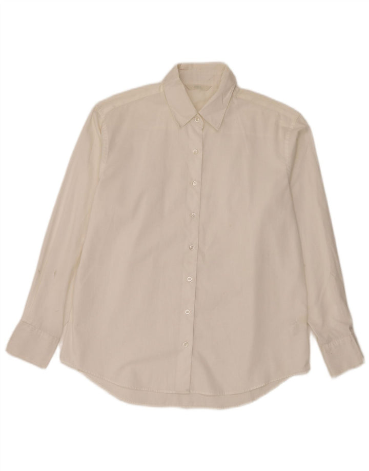 Camisa feminina Marks & Spencer Reino Unido 12 algodão branco médio
