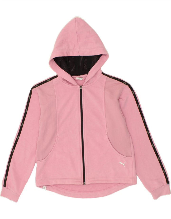 PUMA Girls Graphic Zip Hoodie Sweater 13-14 Years  Pink Cotton Vintage Puma and Second-Hand Puma from Messina Hembry 