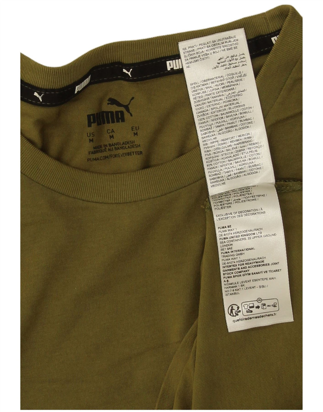 Puma Mens Graphic T-Shirt Top Médio Algodão Cáqui