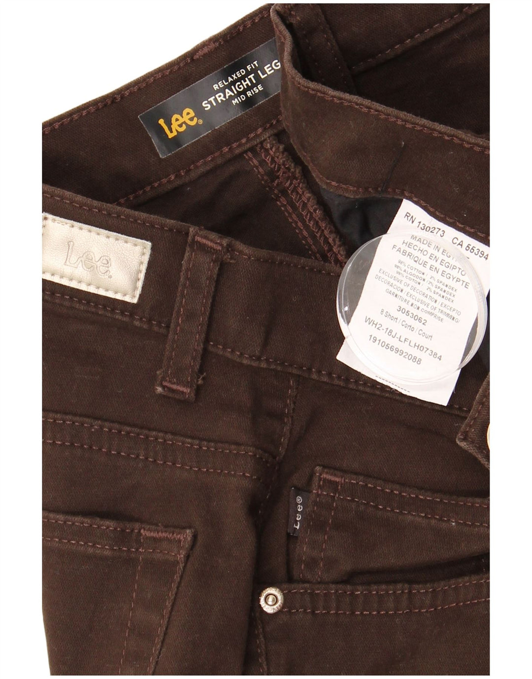 LEE Calça feminina casual de cintura média e ajuste relaxado EUA 8 médio W30 L28 marrom