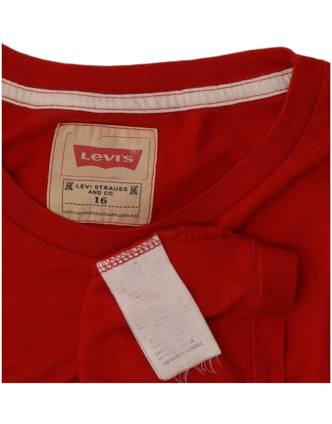 Top gráfico Levi's Boys manga comprida 15-16 anos algodão vermelho
