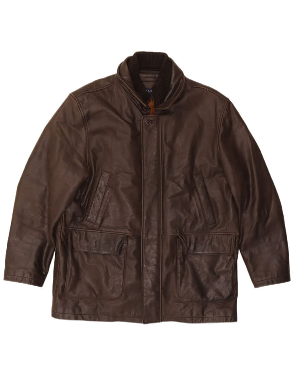 Jaqueta de couro masculina Reed UK 40 grande marrom