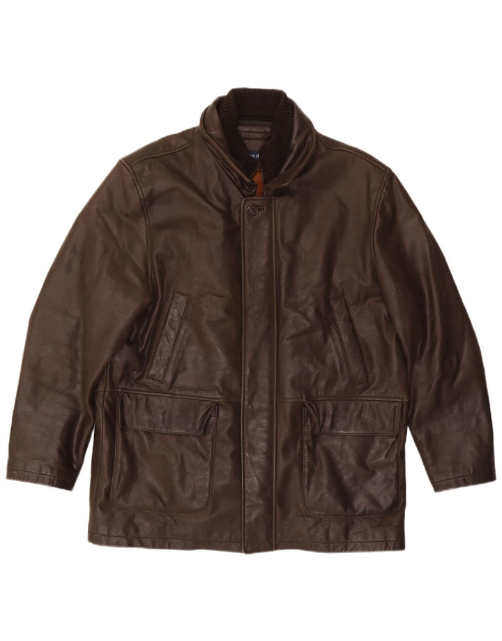 Jaqueta de couro masculina Reed UK 40 grande marrom