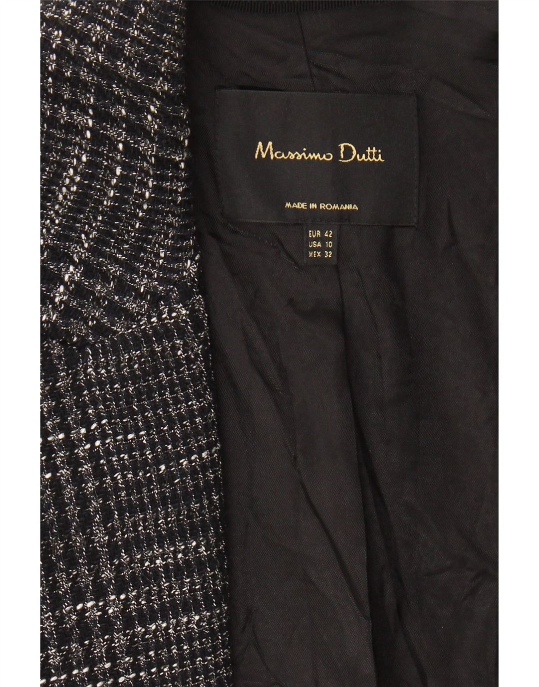MASSIMO DUTTI Womens Open Blazer Jacket EU 42 Large Black Check