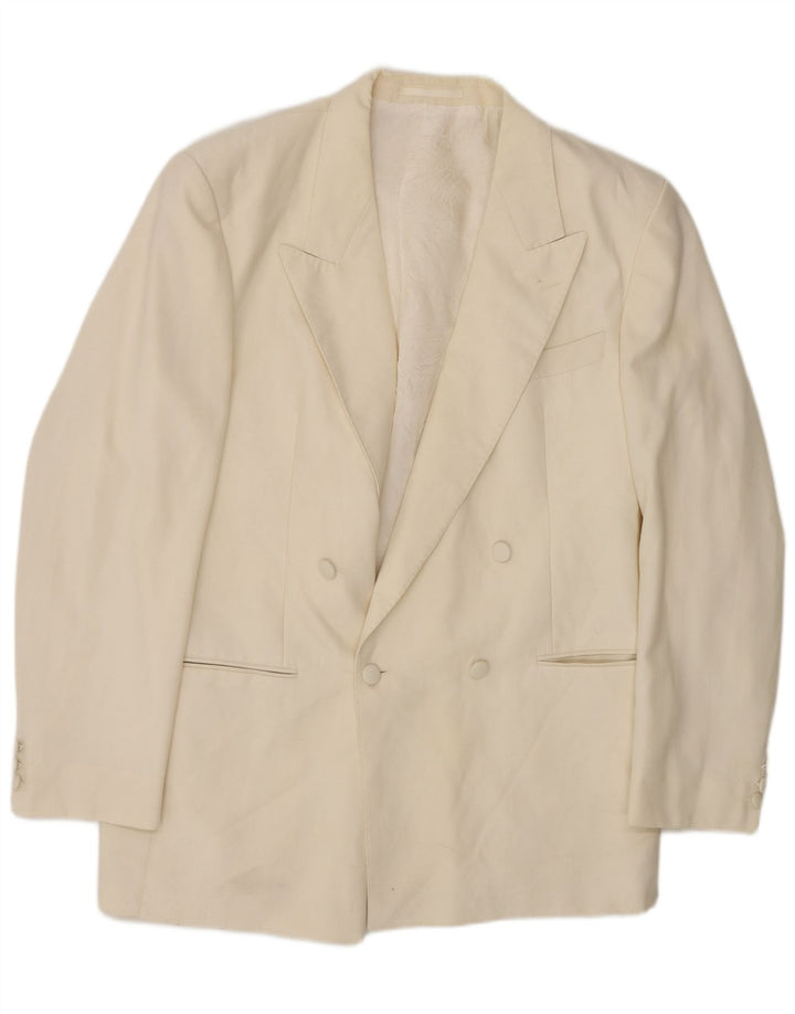 Jaqueta blazer masculina St Michael longa com peito duplo Reino Unido 42 grande branca