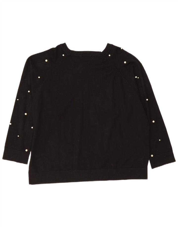 Zara Suéter feminino oversized com gola canoa Reino Unido 14 médio preto
