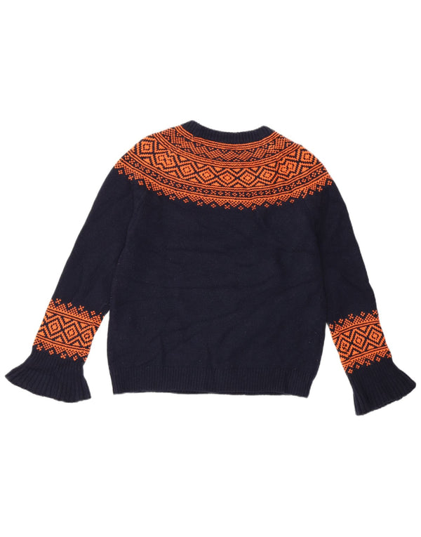 J. CREW Suéter feminino com gola redonda Reino Unido 6 XS azul marinho Fair Isle