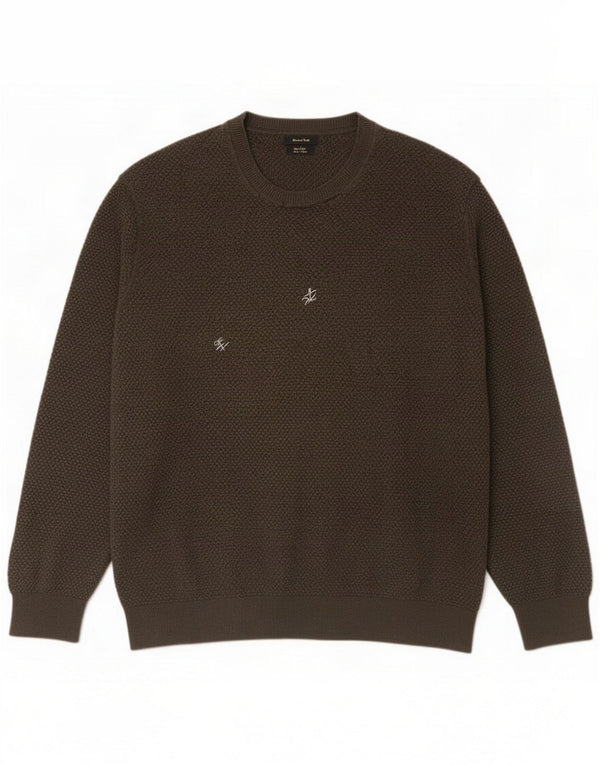 Suéter masculino Massimo Dutti com gola redonda 2XL algodão marrom
