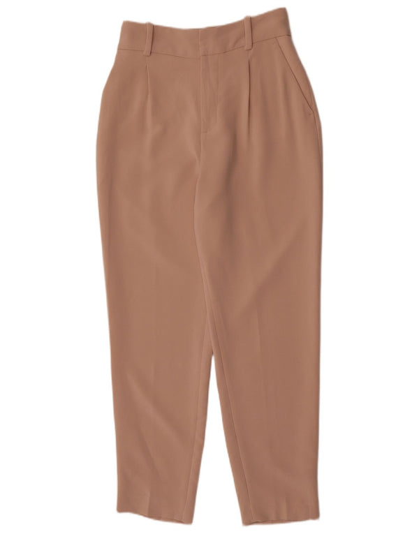 Zara Calça feminina casual cintura alta cônica pequena W26 L28 bege