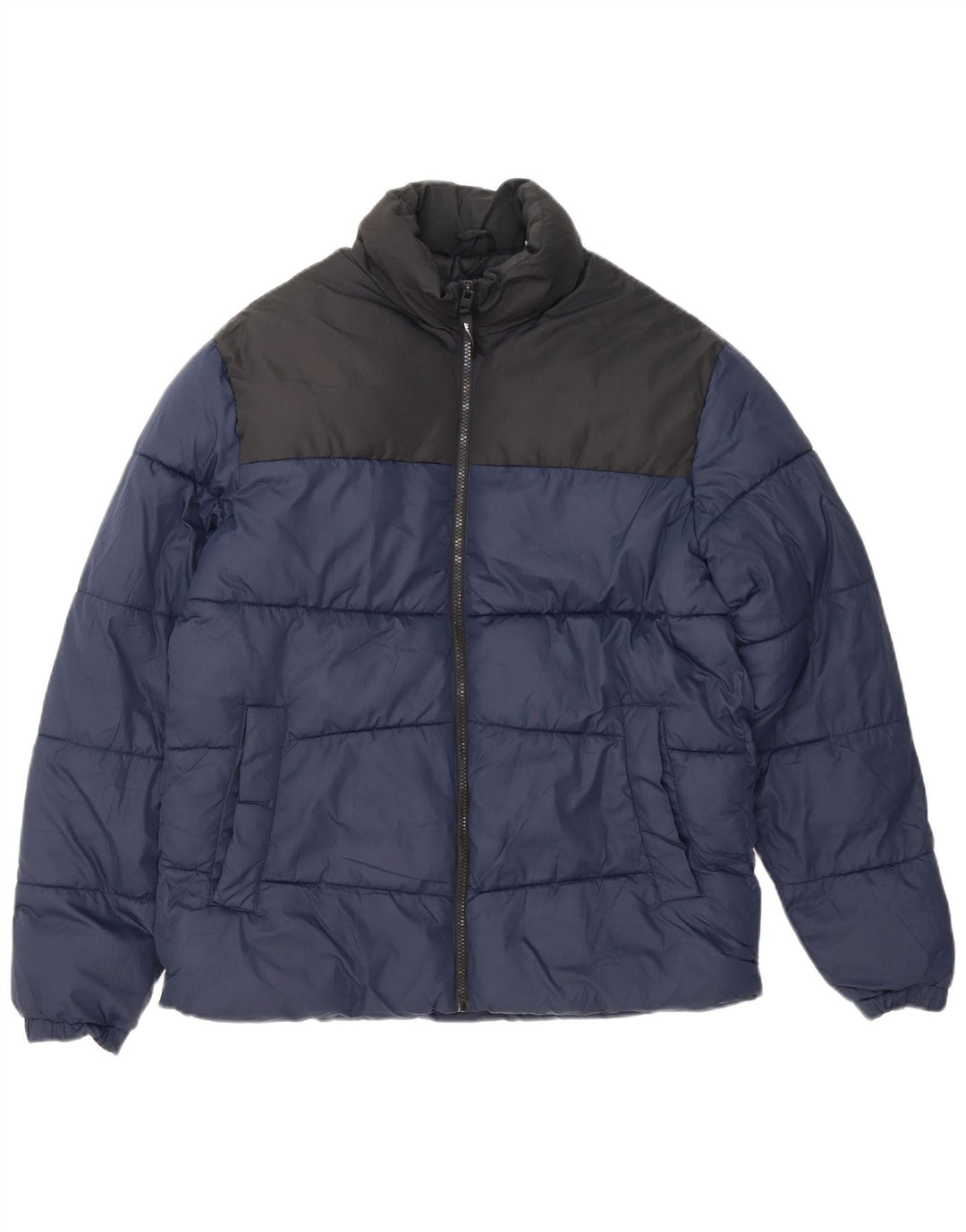 Jaqueta acolchoada masculina Jack & Jones Reino Unido 38 bloco colorido azul marinho médio