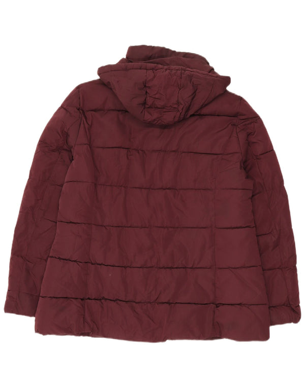 Jaqueta acolchoada com capuz feminina Tommy Hilfiger Reino Unido 16 grande poliéster cor de vinho