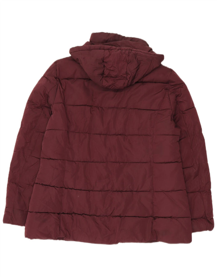 Jaqueta acolchoada com capuz feminina Tommy Hilfiger Reino Unido 16 grande poliéster cor de vinho