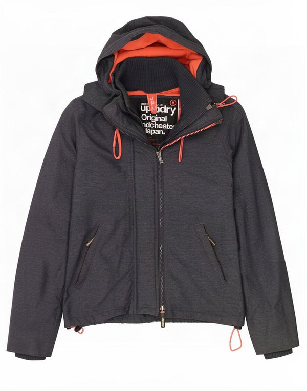 Jaqueta corta-vento feminina Superdry com capuz e blusão UK 6 XS azul marinho