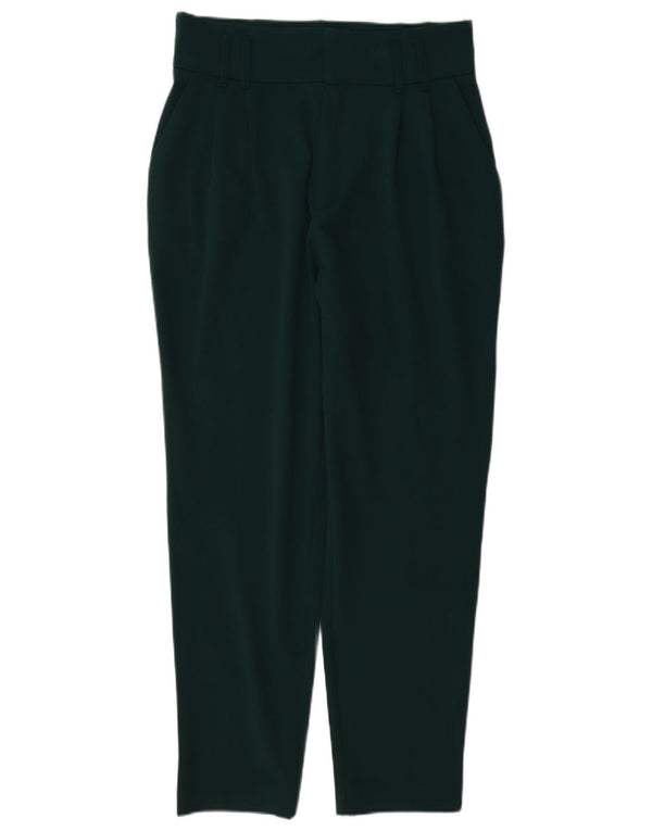 Zara Calça feminina Trafaluc cintura alta com pregas casuais médio W28 L27 verde