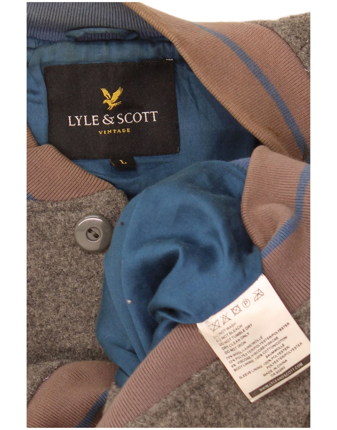 Jaqueta bomber Lyle & Scott Boys 13-14 anos grande lã cinza