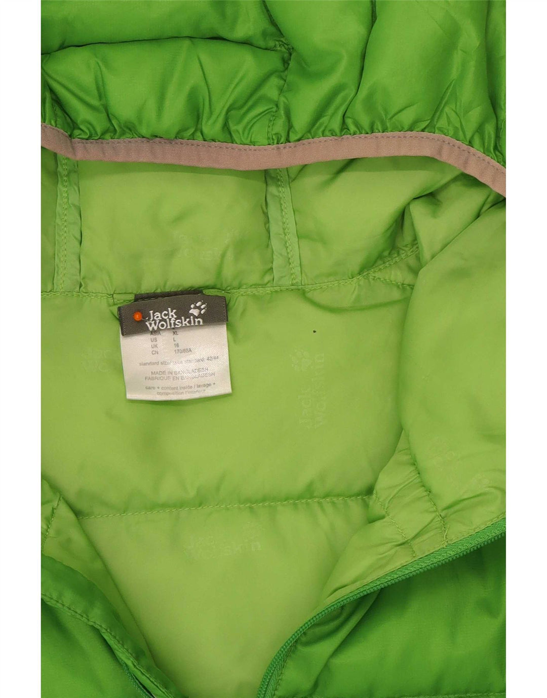 Jaqueta acolchoada com capuz feminina Jack Wolfskin Reino Unido 16 grande poliéster verde
