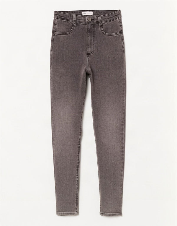 Calça jeans skinny feminina Zara cintura alta EU 36 XS W26 L28 cinza