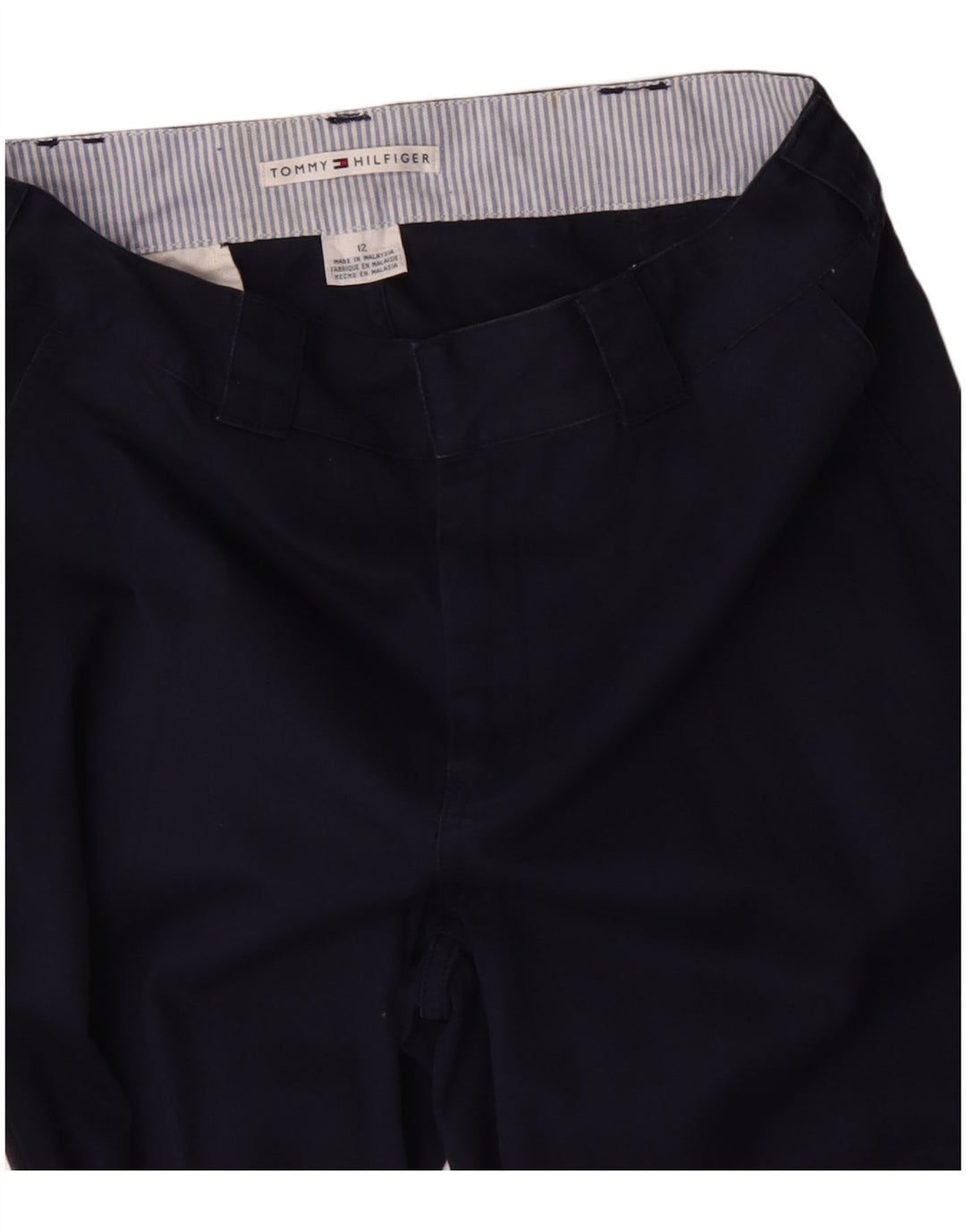 Calça feminina TOMMY HILFIGER Bootcut Chino EUA 12 Grande W32 L30 Azul marinho