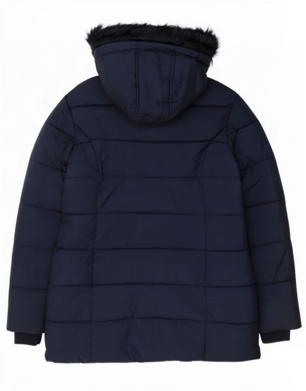 Jaqueta acolchoada com capuz para meninas Marks & Spencer 12-13 anos azul marinho poliéster