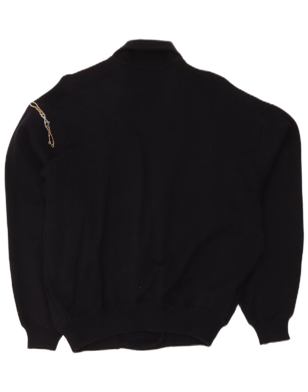 Suéter cardigã feminino Les Copains Reino Unido 18 XL lã azul marinho