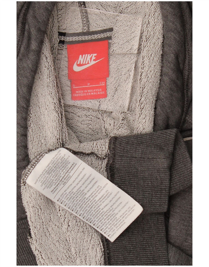 NIKE feminino oversized gráfico moletom com capuz UK 10 pequeno cinza algodão