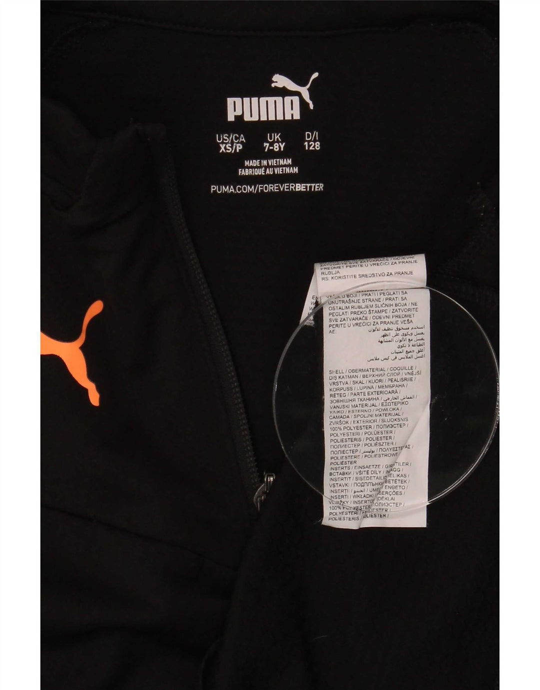 Puma Meninos Zip Neck Pulôver Treino Top 7-8 Anos Preto Poliéster