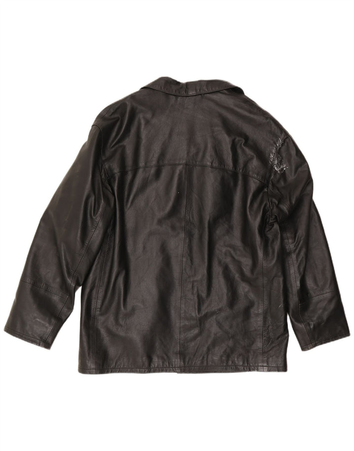 Jaqueta blazer masculina de couro com 4 botões da Conbipel IT 48 couro preto médio