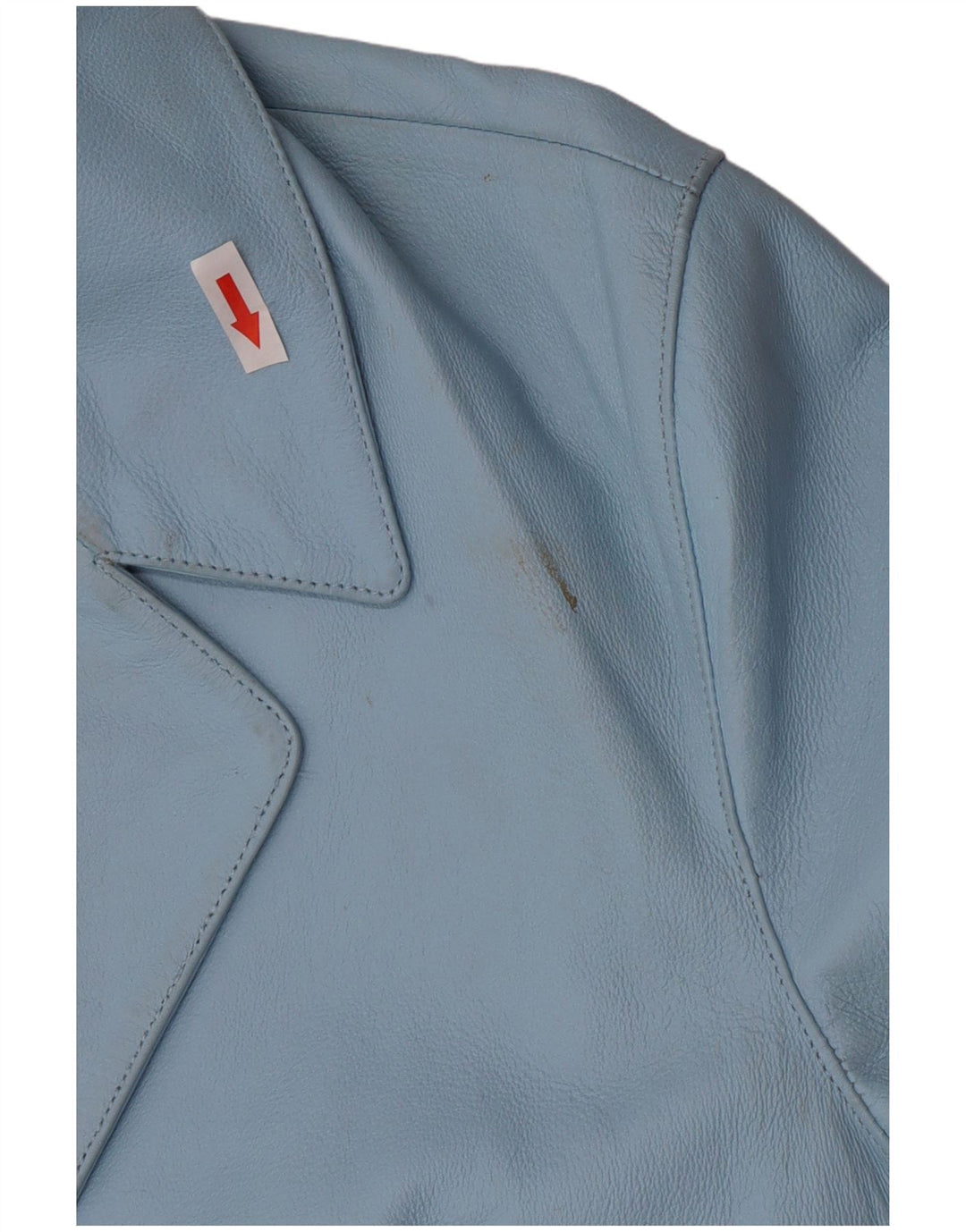 Jaqueta blazer de couro vintage feminina com 2 botões Reino Unido 16 couro azul grande