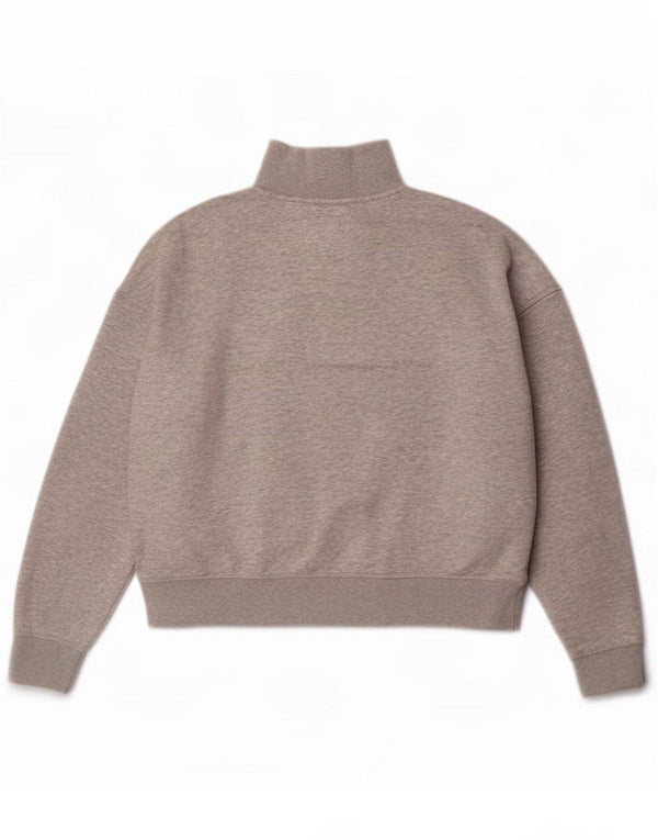 Jack Wills Womens Oversized Zip Neck Sweatshirt Jumper UK 10 Small Grey