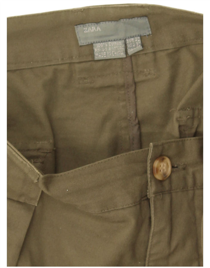 Zara Mens Cargo Shorts EU 42 Grande W32 Algodão Cáqui