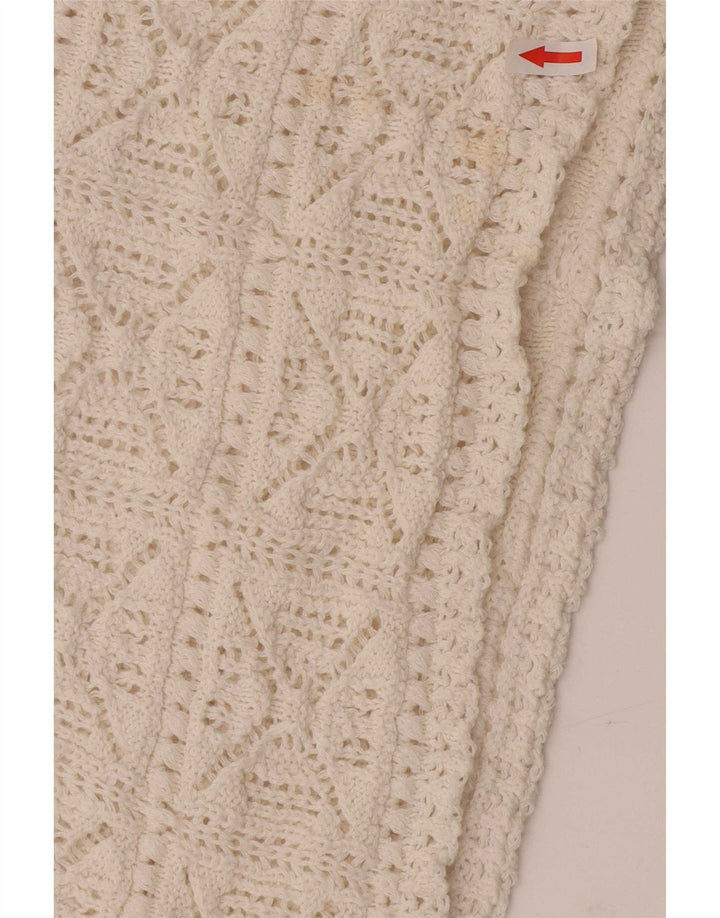Blusa feminina de crochê grande Zara Top Reino Unido 10 algodão branco pequeno