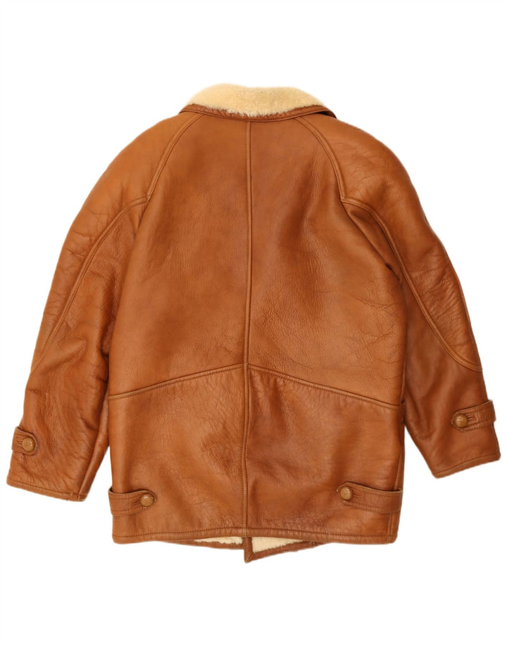 Jaqueta masculina vintage Shearling UK 42 XL marrom