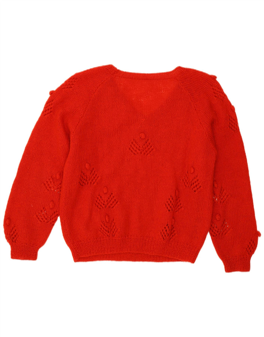 Suéter feminino VINTAGE com decote em V UK 14 vermelho médio