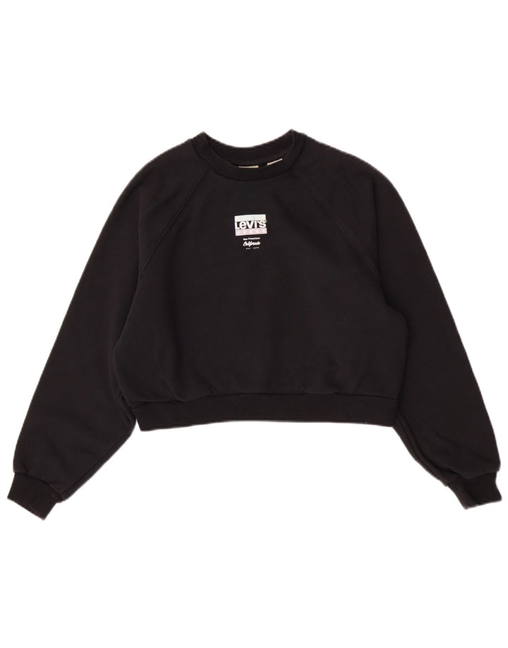 Levi's Womens Crop Oversized Moletom Jumper UK 6 XS Algodão Preto