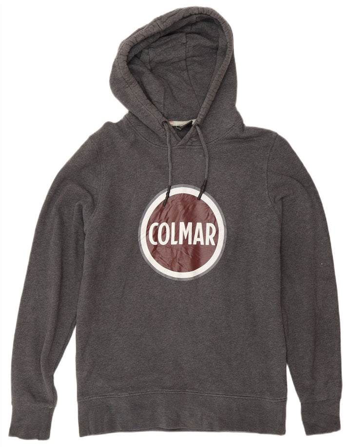Suéter masculino com capuz gráfico Colmar algodão cinza médio