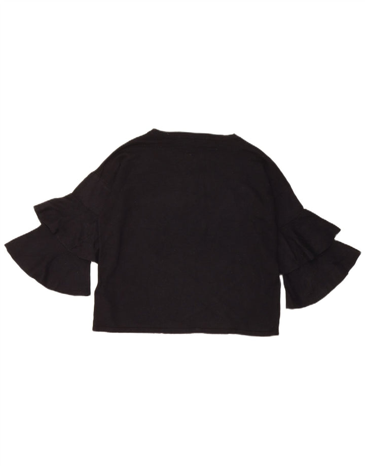 Marks & Spencer Top feminino oversized manga 3/4 UK 8 pequeno preto viscose