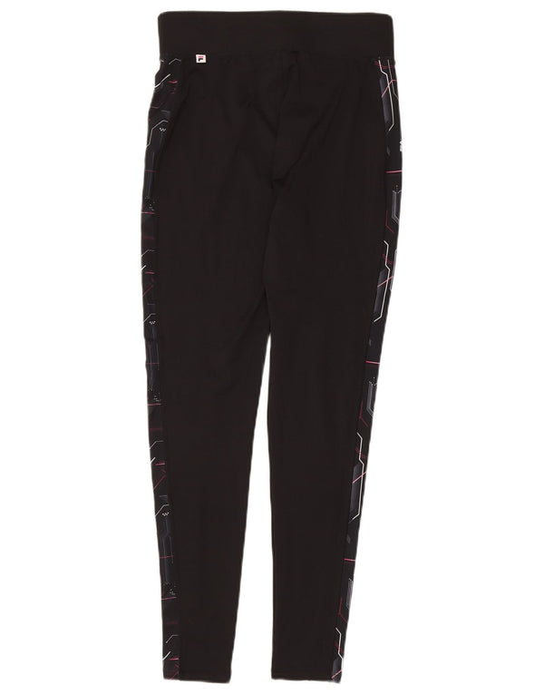 Fila Womens Graphic Leggings UK 12 Poliéster Geométrico Preto Médio