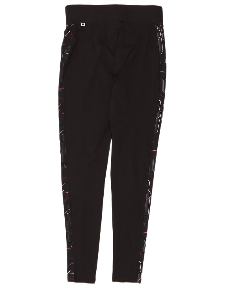 Fila Womens Graphic Leggings UK 12 Poliéster Geométrico Preto Médio