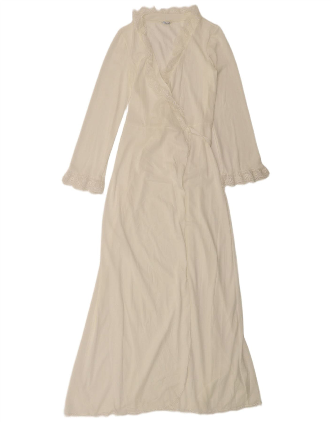 Vestido feminino vintage manga comprida robe maxi UK 10 pequeno branco