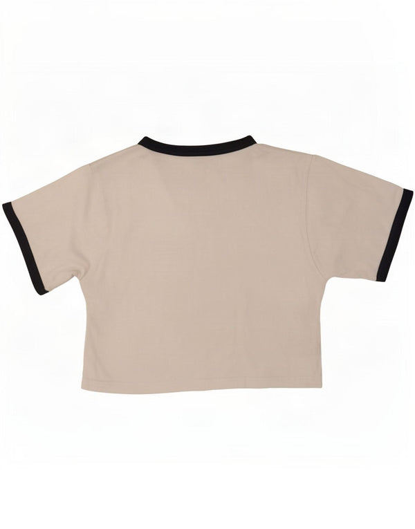 Ellesse Camiseta feminina cropped com estampa gráfica UK 6 XS branco colorblock